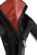 Derimod Gritti Woman Black Zippered Thick Heel Patent Leather Leather Boat | Derimod