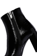 Derimod Gritti Woman Black Zippered Thick Heel Patent Leather Leather Boat | Derimod