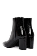 Derimod Gritti Woman Black Zippered Thick Heel Patent Leather Leather Boat | Derimod