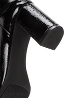 Derimod Gritti Woman Black Zippered Thick Heel Patent Leather Leather Boat | Derimod