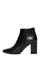 Woman Black Zippered Heels Leather Boat | Derimod