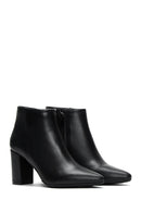 Woman Black Zippered Heels Leather Boat | Derimod