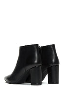 Woman Black Zippered Heels Leather Boat | Derimod