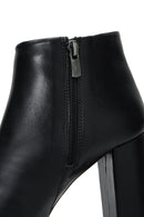 Woman Black Zippered Heels Leather Boat | Derimod