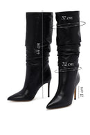 Women's Black High Thin Heel Leather Boot | Derimod