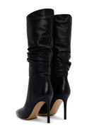 Women's Black High Thin Heel Leather Boot | Derimod