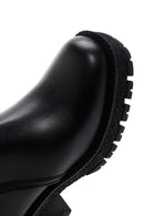 Woman Black Zippered Chunky Heels Leather Boat | Derimod
