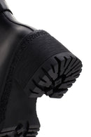 Woman Black Zippered Chunky Heels Leather Boat | Derimod