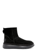 Women's Black Suede Leather Teddy Boots | Derimod