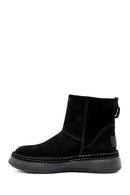 Women's Black Suede Leather Teddy Boots | Derimod