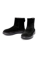 Women's Black Suede Leather Teddy Boots | Derimod