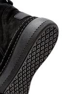 Women's Black Suede Leather Teddy Boots | Derimod