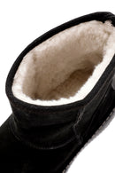 Women's Black Suede Leather Teddy Boots | Derimod