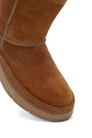 Kadın Taba Süet Deri Teddy Bot | Derimod