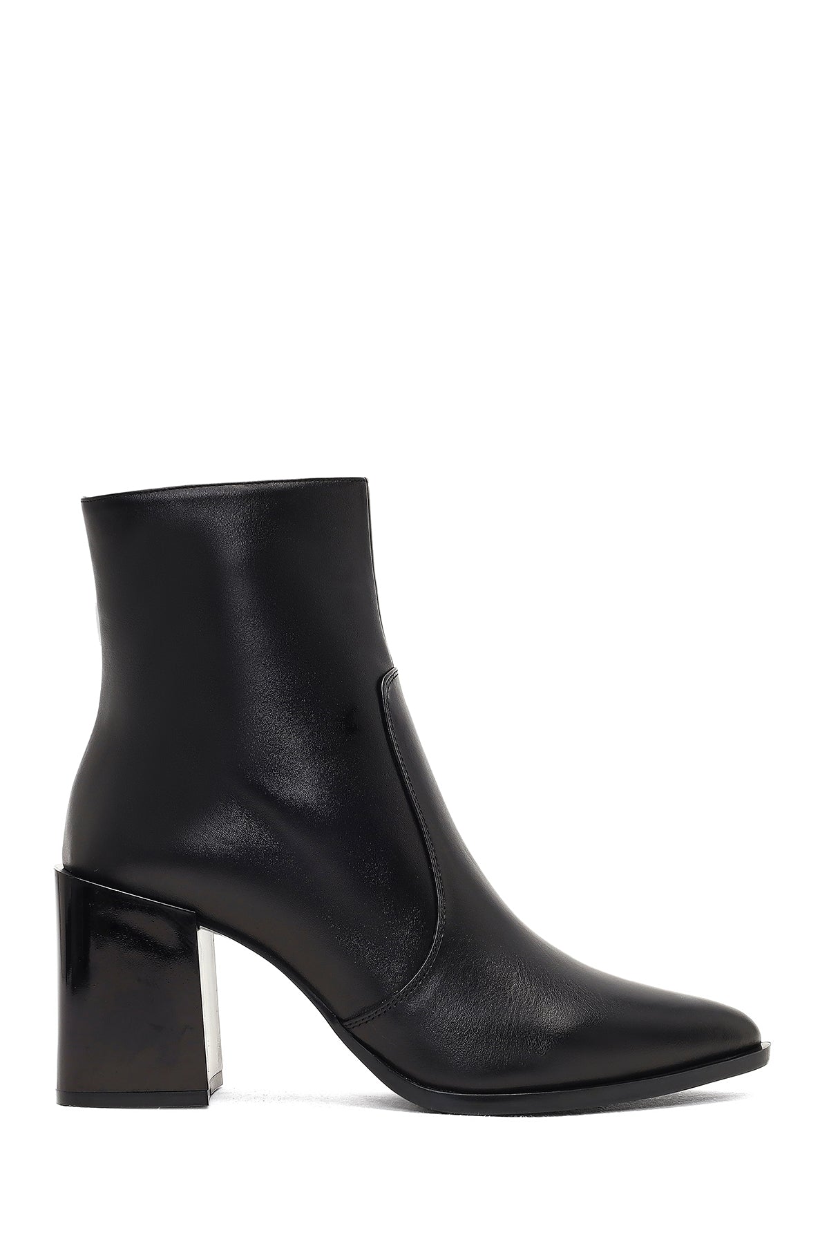 Kadın Siyah Fermuarlı Kalın Topuklu Deri Bot 25WFD130518 | Derimod