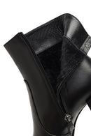 Kadın Siyah Fermuarlı Kalın Topuklu Deri Bot | Derimod