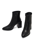 Kadın Siyah Fermuarlı Kalın Topuklu Deri Bot | Derimod