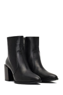 Kadın Siyah Fermuarlı Kalın Topuklu Deri Bot | Derimod