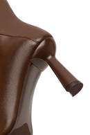 Kadın Kahverengi Fermuarlı İnce Topuklu Deri Bot | Derimod