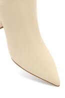 Kadın Krem Fermuarlı İnce Topuklu Deri Bot | Derimod