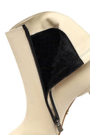 Kadın Krem Fermuarlı İnce Topuklu Deri Bot | Derimod