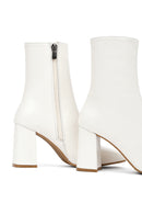 Kadın Krem Fermuarlı Kalın Topuklu Deri Bot | Derimod