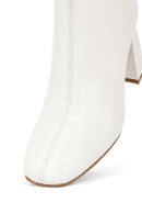 Kadın Krem Fermuarlı Kalın Topuklu Deri Bot | Derimod