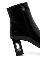 Kadın Siyah Fermuarlı Kalın Topuklu Rugan Deri Bot | Derimod