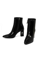 Kadın Siyah Fermuarlı Kalın Topuklu Rugan Deri Bot | Derimod
