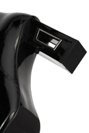 Kadın Siyah Fermuarlı Kalın Topuklu Rugan Deri Bot | Derimod