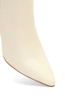 Kadın Krem Fermuarlı İnce Topuklu Deri Bot | Derimod