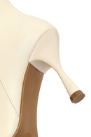 Kadın Krem Fermuarlı İnce Topuklu Deri Bot | Derimod