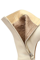 Kadın Krem Fermuarlı İnce Topuklu Deri Bot | Derimod