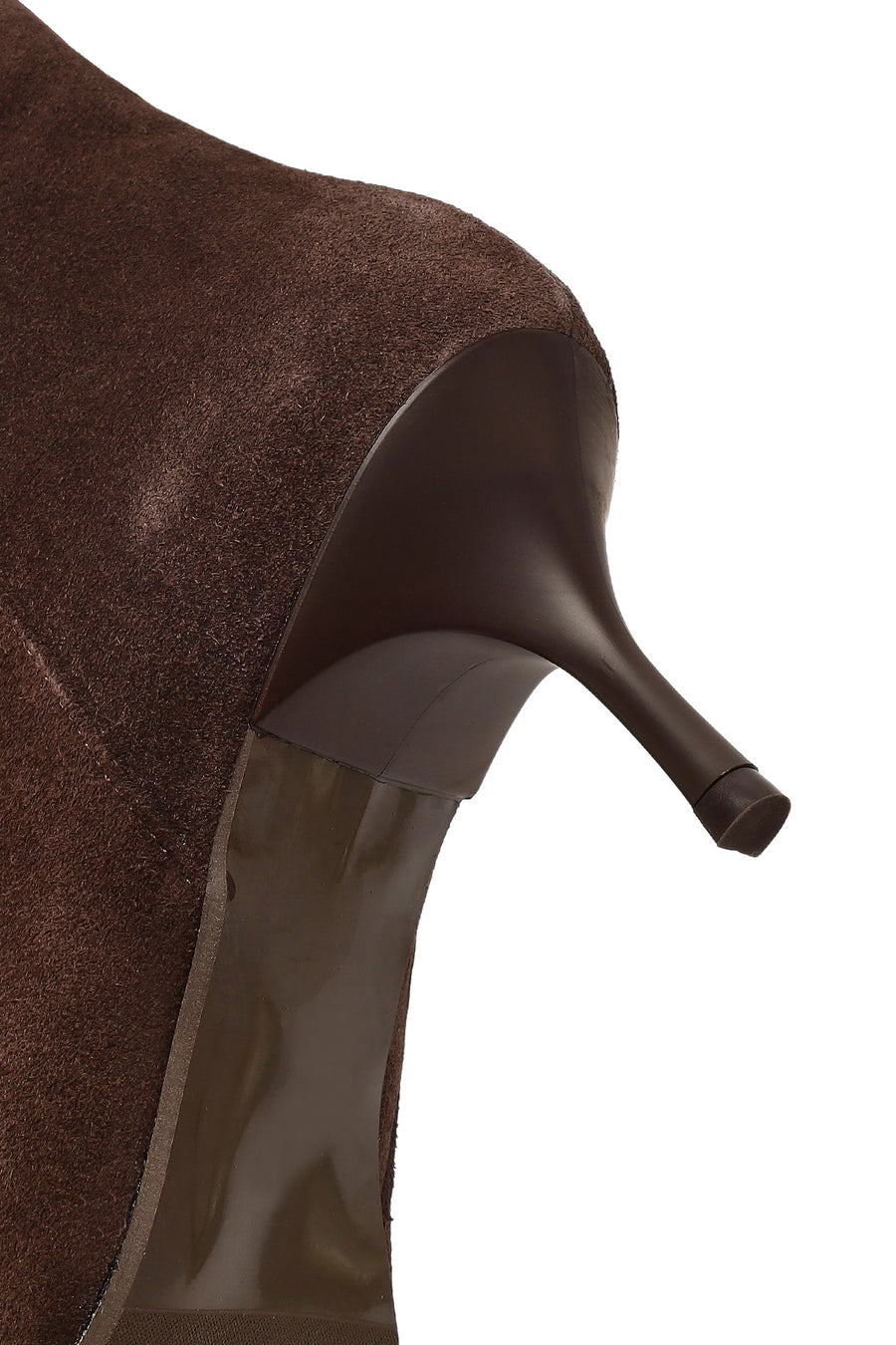 Women's Brown Zippered Thin Heeled Suede Leather Boot