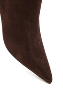 Kadın Kahverengi Fermuarlı İnce Topuklu Süet Deri Bot | Derimod