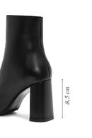 Woman Black Zippered Chunky High Heels Leather Boat | Derimod
