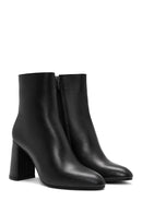 Woman Black Zippered Chunky High Heels Leather Boat | Derimod