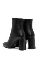 Woman Black Zippered Chunky High Heels Leather Boat | Derimod