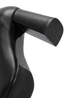 Woman Black Zippered Chunky High Heels Leather Boat | Derimod