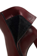 Women's Burgundy Zippered Thick High Heel Leather Boot | Derimod