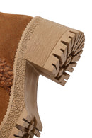 Kadın Taba Fermuarlı Kalın Topuklu Süet Deri Bot | Derimod