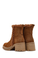 Kadın Taba Fermuarlı Kalın Topuklu Süet Deri Bot | Derimod