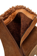 Kadın Taba Fermuarlı Kalın Topuklu Süet Deri Bot | Derimod