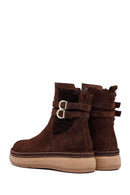 Kadın Kahverengi Fermuarlı Süet Deri Teddy Bot | Derimod