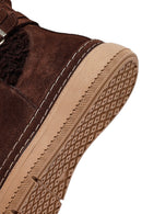 Kadın Kahverengi Fermuarlı Süet Deri Teddy Bot | Derimod