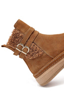 Kadın Taba Fermuarlı Süet Deri Teddy Bot | Derimod