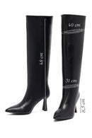 Kadın Siyah Topuklu Deri Çizme | Derimod