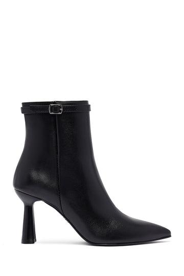 Kadın Siyah Fermuarlı İnce Topuklu Deri Bot 25WFD132218 | Derimod