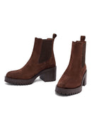 Kadın Kahverengi Kalın Topuklu Süet Deri Chelsea Bot | Derimod