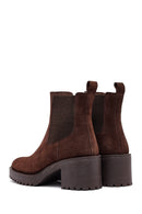 Kadın Kahverengi Kalın Topuklu Süet Deri Chelsea Bot | Derimod